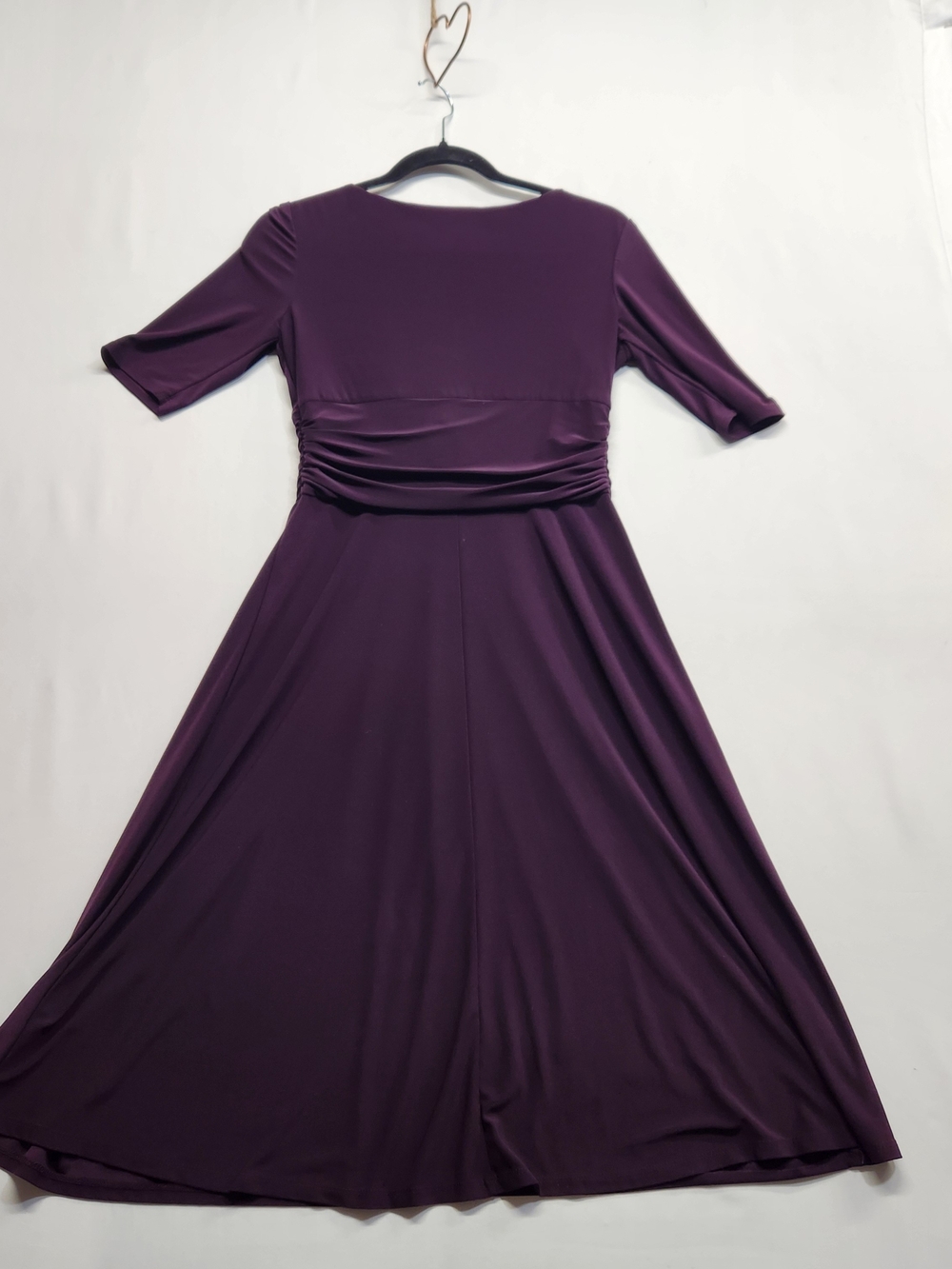 ⭐️Chaps Plum Purple Twist Front Midi Dress Small S V Neck Ruched Jersey Elegant - Picture 10 of 15